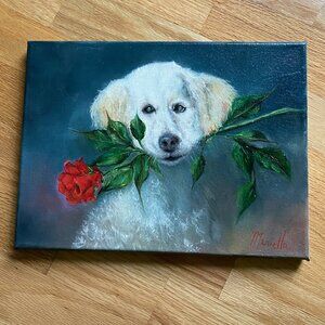 Dog, Poodle, oil painting